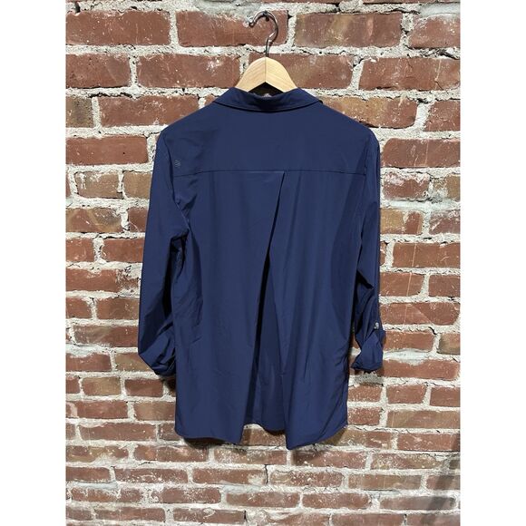 Royal Robbins Mens Blue Long Sleeve Nylon Button Up Shirt Outdoor Size Large - Picture 2 of 3